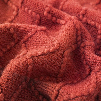 BOURINA Rust Throw Blanket 60x80 Inches Throw Textured Solid Soft Sofa Throw - Image 5