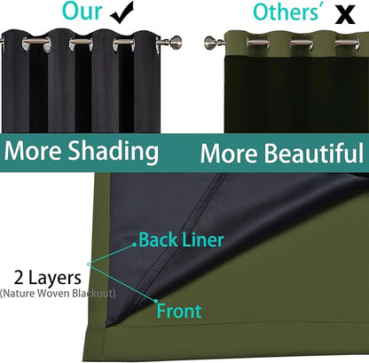 Yakamok Olive Green 100% Blackout Curtains 96 Inches Long 52" Wide 1 Panel | - Image 5