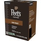 Peet's Coffee French Roast, Dark Roast, 22 Count Single Serve K-Cup Coffee Pods for Keurig Coffee Maker