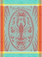 Garnier Thiebaut Maree Basse Lagon (Low Water Lagoon) French Kitchen Towel 22"x30", Cotton, Jacquard