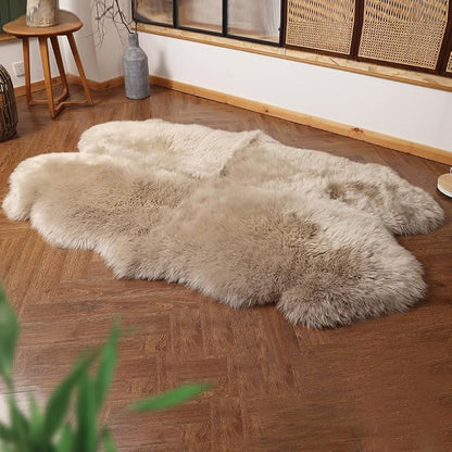 IRIWOOL Premium Genuine Fur Sheepskin Rug Real Australia Sheepskin Natural - Image 4