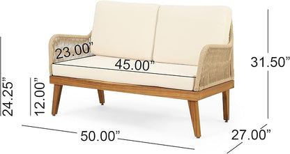 VilroCaz 4-Pieces Acacia Wood Patio Furniture Set, All-Weather Outdoor Patio - Image 3