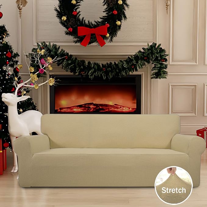 Easy-Going Stretch Oversized Sofa Couch Slipcover Washable Beige | 1-Piece - Image 2
