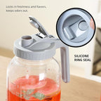 Glass Mason Jar Pitcher with Pour Spout Handle Lid, Breast Milk Pitcher Jug for Ice Tea, Cold Brew Coffee, Fridge Water, Juices, Leak Proof Storage Container