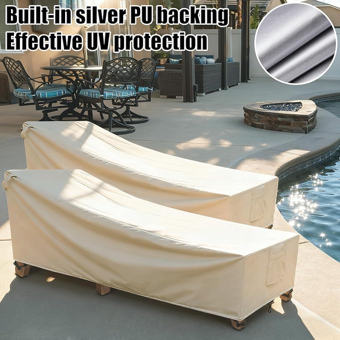 Outdoor Lounge Chair Covers Waterproof Patio Chaise Lounge Covers 600D - Image 5