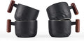 2.5oz Ceramic Espresso Cups with Wooden Handle, Small Coffee Cups Double Shot Espresso Cups Set of 4, WG025