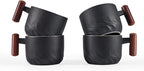 2.5oz Ceramic Espresso Cups with Wooden Handle, Small Coffee Cups Double Shot Espresso Cups Set of 4, WG025