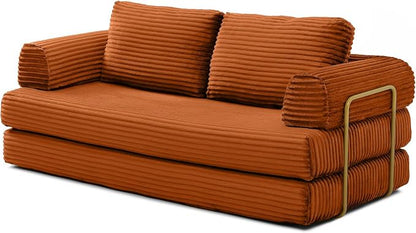HANXIN 80 Inch Convertible Sleeper Sofa Bed, High Back Plush Corduroy Folding - Image 8