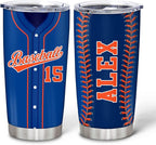 Hyturtle Personalized Baseball Tumbler Baseball Players Design Stainless Steel Double Walled Vacuum Insulated Tumblers 20oz30oz Coffee Travel Mug Cup Christmas Gift For Men Boys Friends Dad Sports Fan