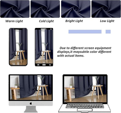 Simplebrand Ava Navy Blue Short 30 Inches Blackout Curtain 2 Panels Set - Image 9