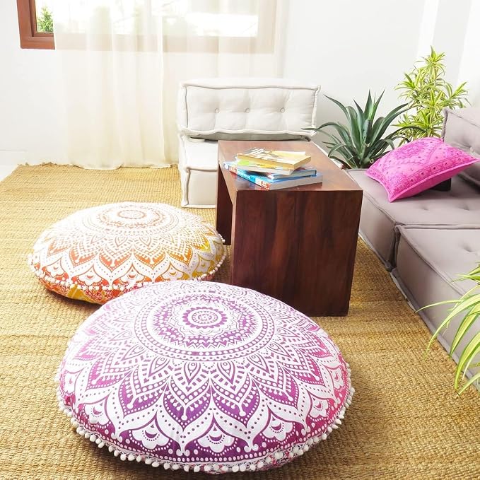 Mandala Floor Pillow Cover Meditation Cushion Seating Throw Hippie Round - Image 5
