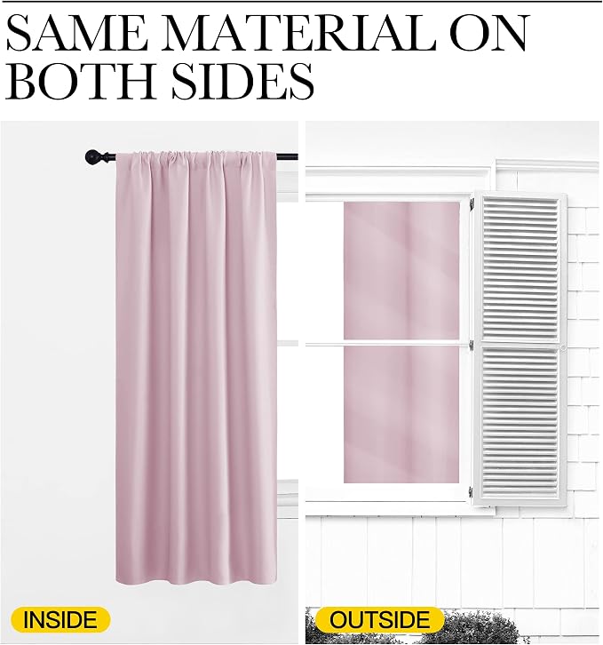 NICETOWN 2 Panels Blackout Curtains, Rod Pocket Window Curtains Room Darkning - Image 5