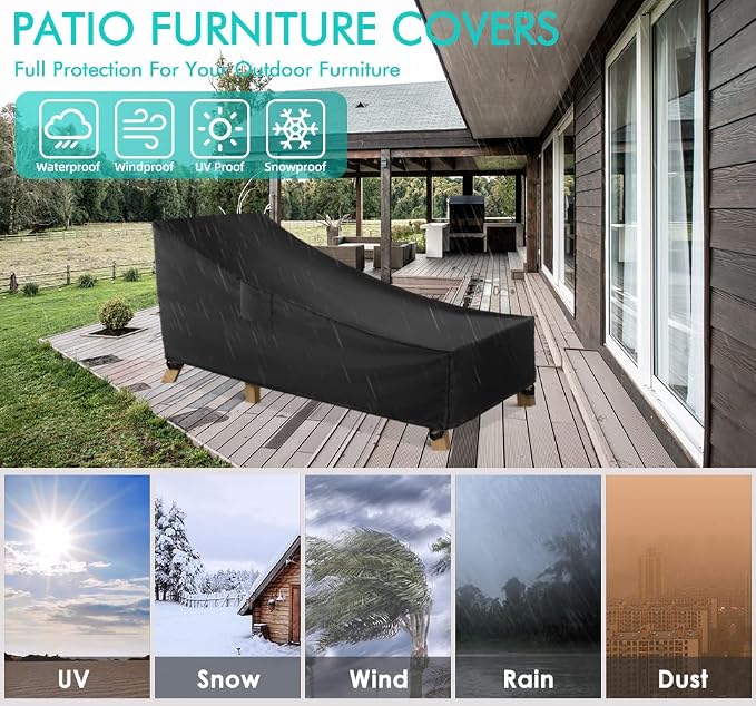 WLEAFJ Patio Chaise Lounge Cover Waterproof, Heavy Duty Outdoor Lounge Chair - Image 5