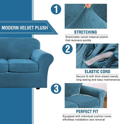 H.VERSAILTEX Rich Velvet Stretch 2 Piece Chair Cover Chair Slipcover Sofa Cover - Image 3
