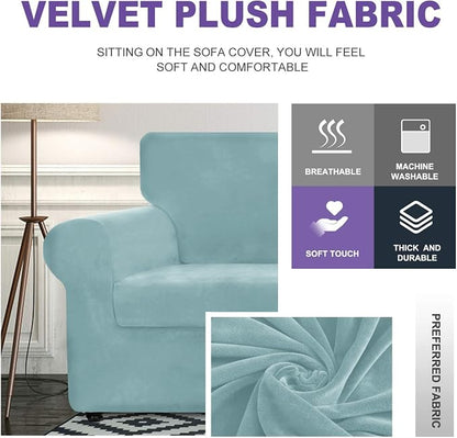 ZNSAYOTX Luxury Velvet Sofa Cover 3 Piece Stretch Loveseat Covers - Image 3