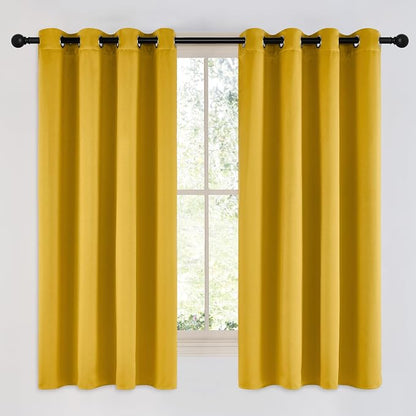 NICETOWN Room Darkening Gold Curtains 63 inch Length 2 Panels by NICETOWN