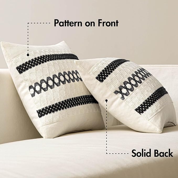 MIULEE Set of 2 Black Boho Decorative Lumbar Pillow Covers 12x20 Inch | - Image 6