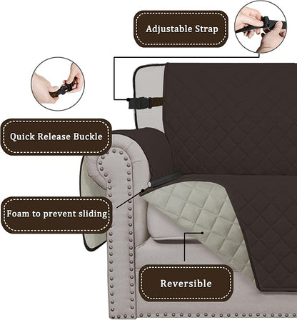 Easy-Going Reversible Couch Cover, Chair 30 in, Chocolate/Beige | Machine - Image 3