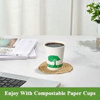 Vplus 400 Pack Compostable Paper Cups, 8 oz Paper Coffee Cups, Biodegradable Disposable Paper Cups, Eco-friendly Hot Drinking Cups for Party, Picnic,and Events