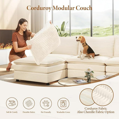 Vesgantti 108" Sectional Sleeper Sofa, 6-Seater Oversized Modular Cloud Couch - Image 6