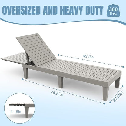 Lounge Chair Outdoor, High-Impact PP 5 Position Adjustable Tanning Chair - Image 3
