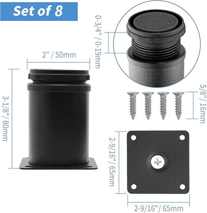 3 Inch Metal Furniture Legs Stainless Steel Adjustable Legs Black Metal Legs - Image 5