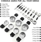 Magnetic Measuring Cups and Spoons Set Stainless Steel Stackable 7 Magnetic Metal Measuring Cup 8 Magnetic Measuring Spoon with Leveler for Dry Liquid Ingredient