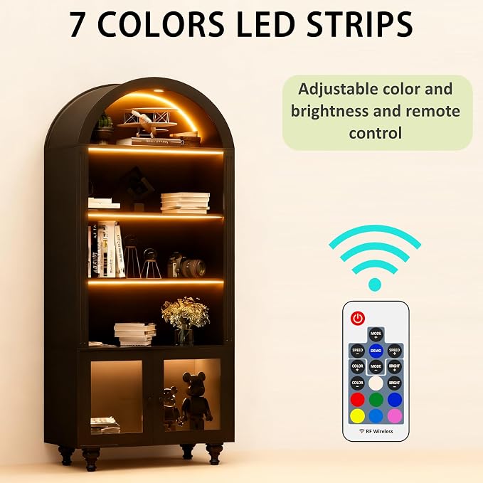 Wildhome Wooden Arched Display Storage Cabinet - Image 3