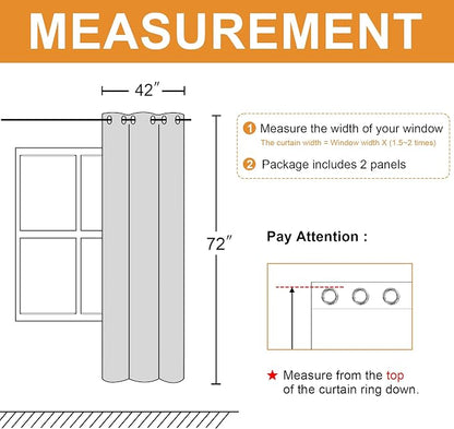 Blackout Curtains for Bedroom, Dark Grey, 42 x 72 Inch, 2 Panels | Thermal - Image 7
