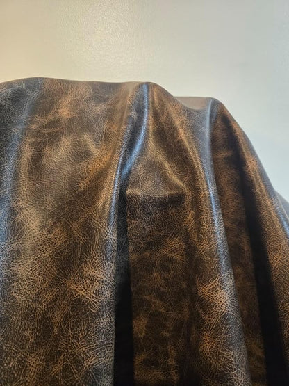 Brown Vintage Distressed Soft Faux Leather Fabric PU Peta Approved Vegan - Image 9