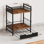 Coffee Bar Organizer Countertop, 2 Tier Mug Cup Holder Stand with 12 Hooks, 30 K Cup Coffee Pod Drawer with Mug Rack, Multifunctional Shelf Organizer for Accessories Station Kitchen (Brown)