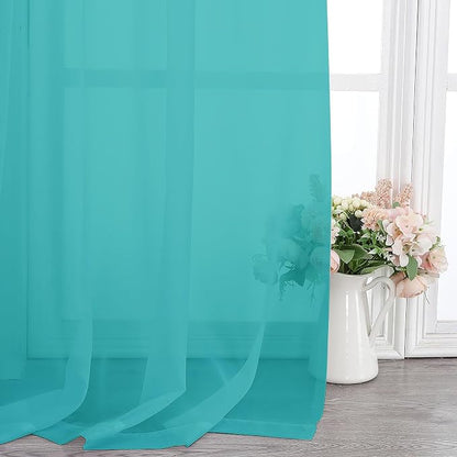 Chyhomenyc Turquoise Sheer Curtains 108 Inches Long - Image 7