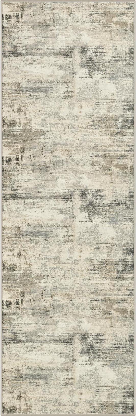 2x6 Washable Runner Rug：Modern Abstract Soft Carpet Ash Brown | by FXRHLP
