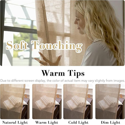 Window Treatments Linen Curtain Panels Open Weave - Image 3