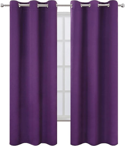 Purple Thermal Blackout Curtains/38 x 84 Inch/Set of 2 Panels Room Darkening - Image 2