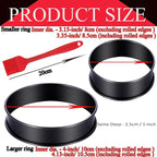 16Packs English Muffin Rings Crumpet Rings NONSTICK -3.15 Inch & 4 Inch Stainless Steel Double Rolled Tart Rings Round Black Metal Baking Cooking Pastry Ring Molds for cookies, pancakes, crumpets