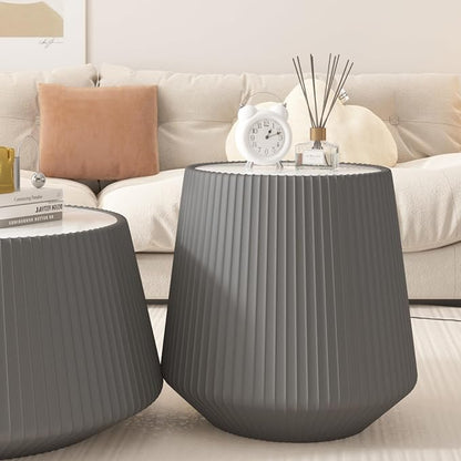 19.68" Round Marble End Table, Modern Cup Shaped Side Table - Image 8