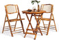VINGLI Bamboo Folding Chair Table 3 Piece Bistro Set, Foldable Dining Wood by VINGLI