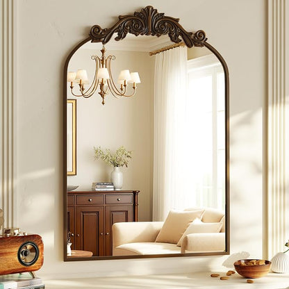 VooBang Vintage Arched Bathroom Mirror, 26x38 Inch Retro Wall Mounted Vanity - Image 4