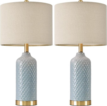 24.25" Modern Ceramic Blue Table Lamps Set of 2 - Image 9