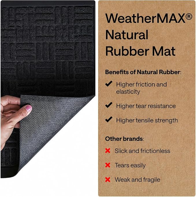 GORILLA GRIP 100% Waterproof All-Season WeatherMAX Doormat US Designed Natural - Image 6