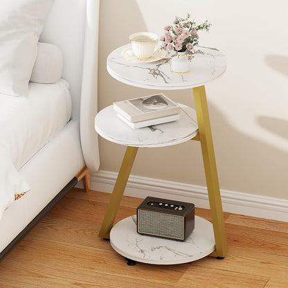 BEWISHOME Round End Table Marble Side Table - Image 4