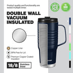 HAUSHOF 24 oz Travel Mug with Handle, Stainless Steel Vacuum Insulated Coffee Travel Mug, Double Wall with Leakproof Lid, BPA Free