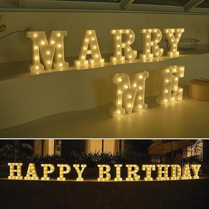 Foaky Light Up Letters,Marquee Letters,Engagement Party Decorations Letter Lights Sign for Night Light Wedding Birthday Party Christmas Lamp Home Bar Decoration (A)