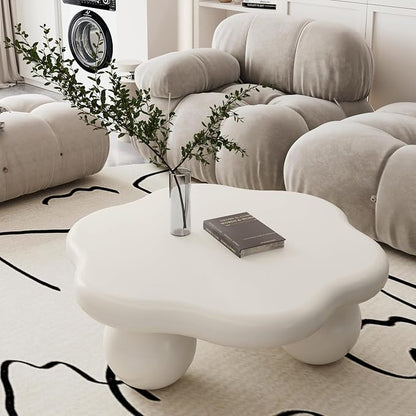 35" Cloud Coffee Table with 3 Ball Legs, Modern Minimalist Petal Center Table by BSYEIO