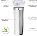 VEGOND Stainless Steel Tumblers Bulk 12 Pack, 20 oz Vacuum Insulated Skinny Tumblers with Lids and Straws, Double Wall Coffee Mug, Travel Water Cup, White