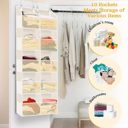 Over The Door Organizer 5 Tiers, Extra Large Behind Door Storage of 10 - Image 6