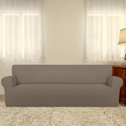 PureFit Stretch Couch Covers for Sofa 4 Seater Slipcovers Natural | 1-Piece - Image 2
