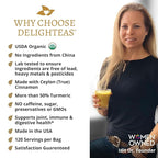 DelighTeas Organic Golden Milk Powder with Turmeric, Ginger, Ceylon Cinnamon | Ayurvedic Spices for Golden Turmeric Latte | Unsweetened, Vegan, Non-GMO, Keto | 120 Servings, 5 oz.