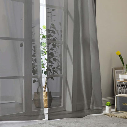 Grey Sheer Curtains 84 Inches Long 2 Panels, Soft Airy Light Filtering Curtains - Image 9